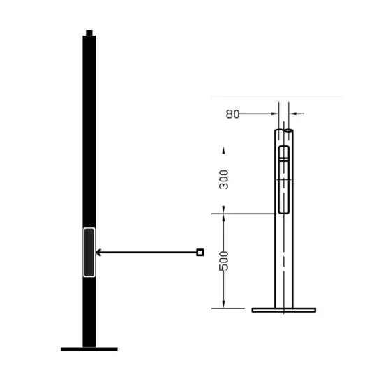 Mât cylindrique en acier avec diamètre 89mm Mât cylindrique en acier avec diamètre 89mm