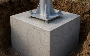 Massif béton pour mât d'éclairage : guide du calcul et du dimensionnement