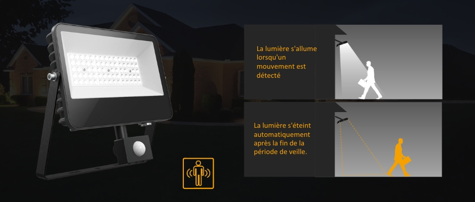 changement de la durée d'allumage du projecteur avec capteur de mouvement